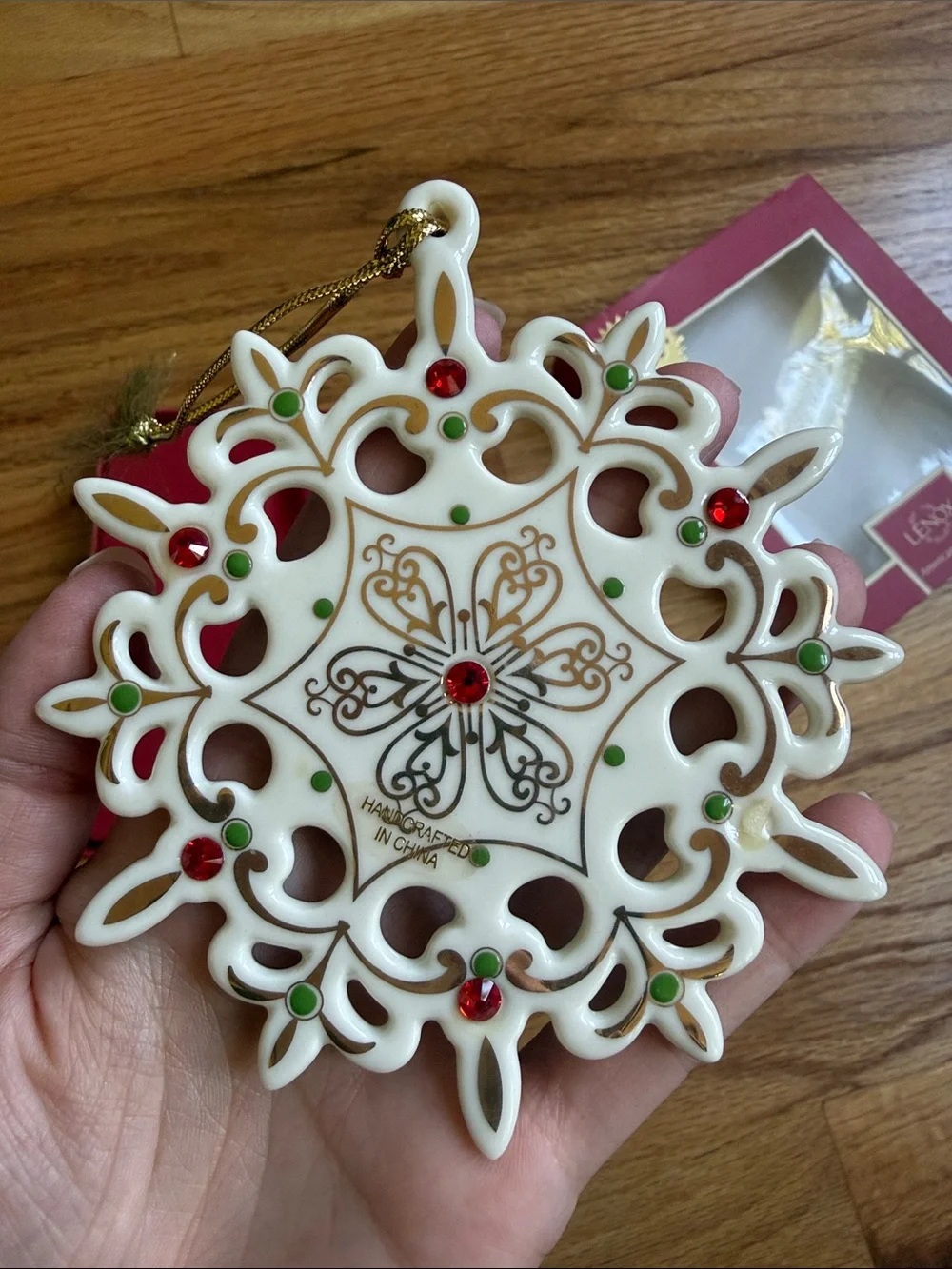 Lenox China Jewels Snowflake Ornament 4 in new in box
